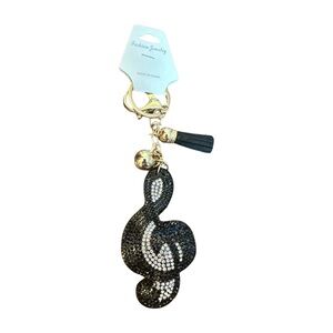 Fashion Jewelry Black and Silver Music‎ Note Keychain